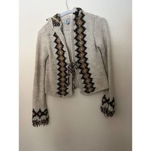 BDG Urban Outfitters Womens Black Gray Open Front Cardigan Sweater With Hood S/P